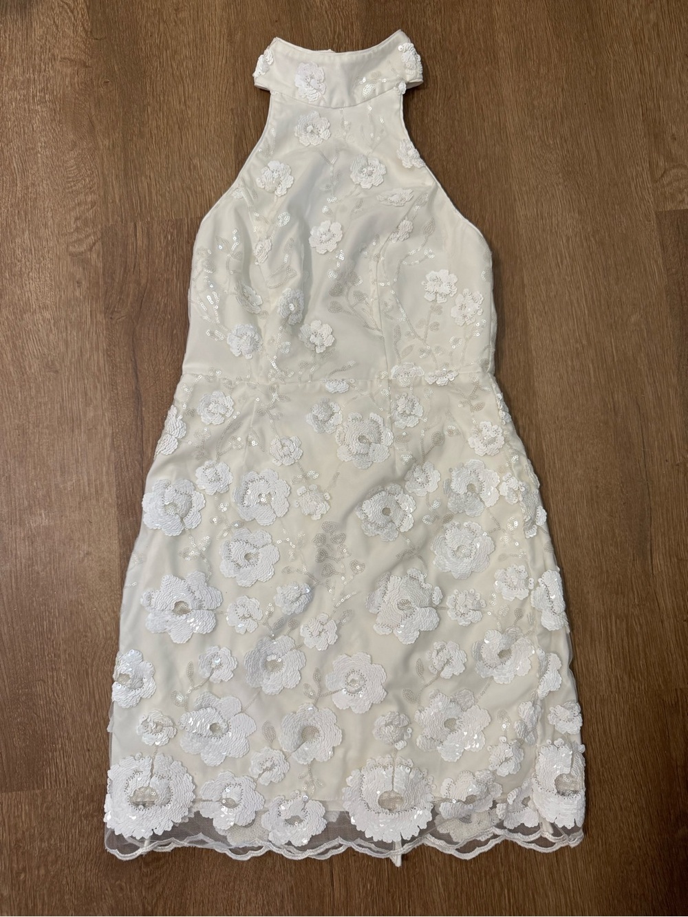 Milly Floral Cascading Sequins Dress Formal Bridal Size 2